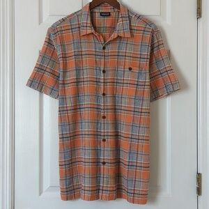 Patagonia A/C Plaid Crinkled Organic Cotton Short Sleeve Button Down Shirt M